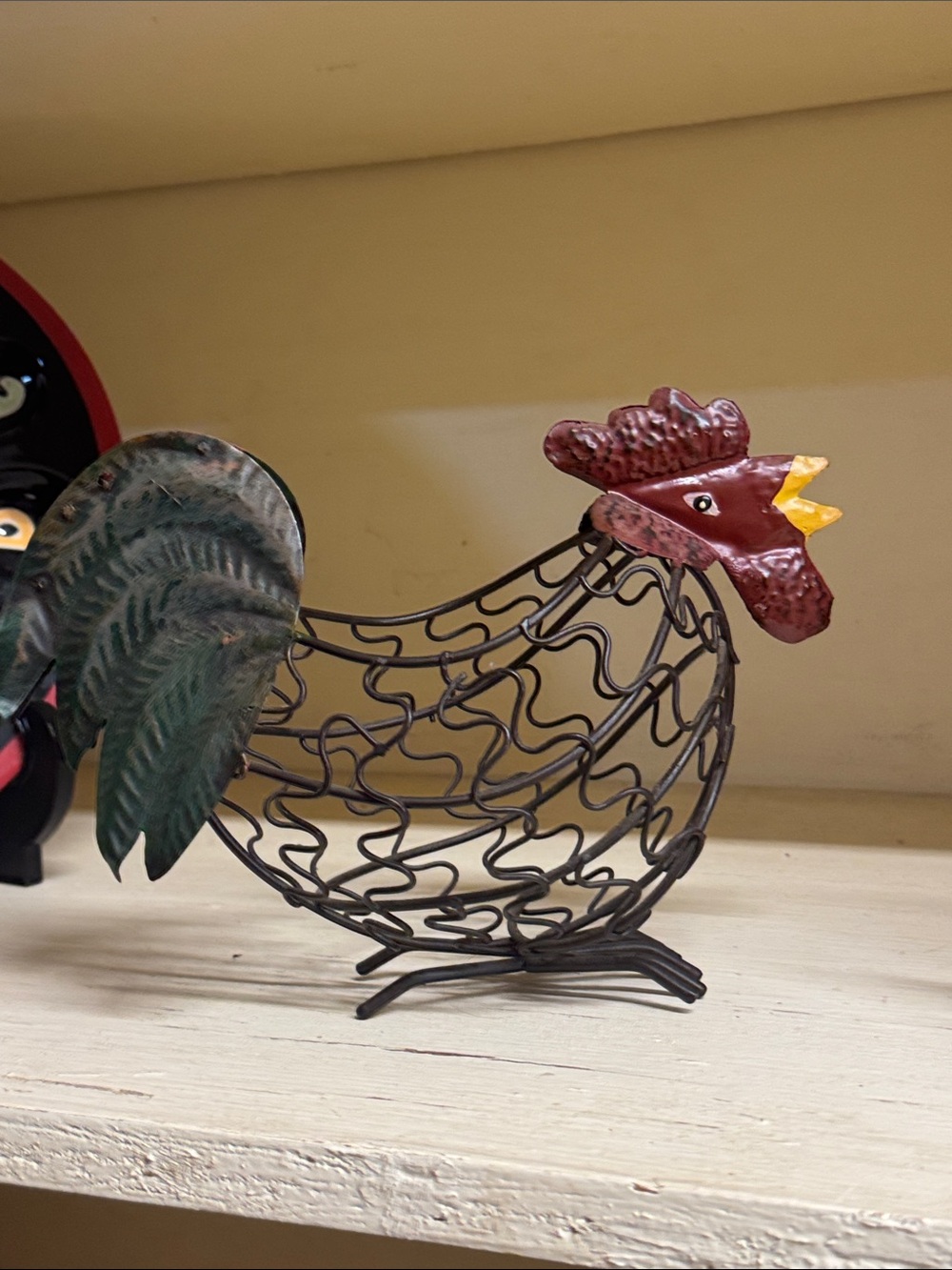 Decorative Wire Rooster Bird Feeder - Red and Green